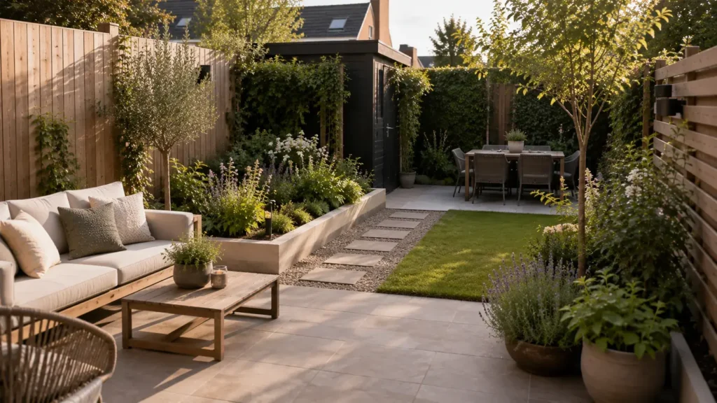 Tuin inrichten met terras, looppad, borders en duidelijke zones voor dagelijks gebruik