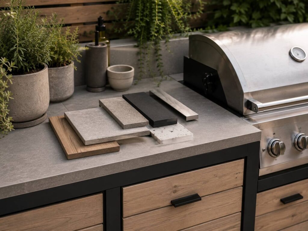 Buitenkeuken ideeën voor buiten koken in de tuin met duurzame materialen en praktische werkruimte